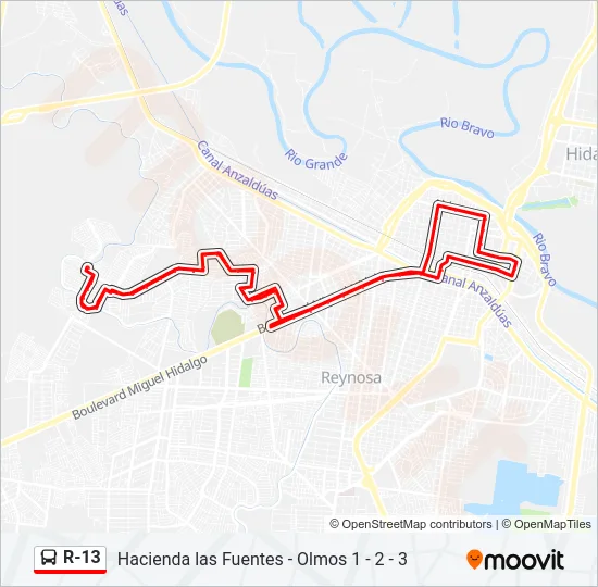 R-13 Bus Line Map