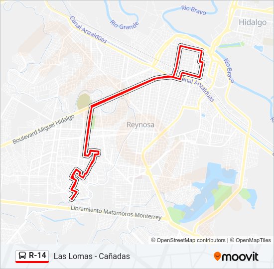 Mapa de R-14 de autobús