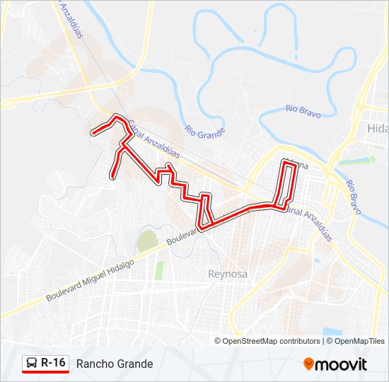 Mapa de R-16 de autobús