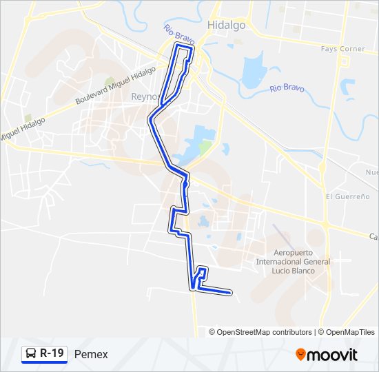 Mapa de R-19 de autobús