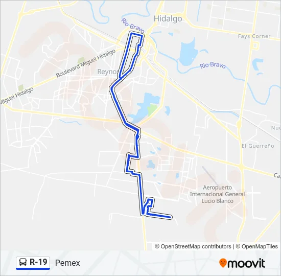 R-19 Bus Line Map