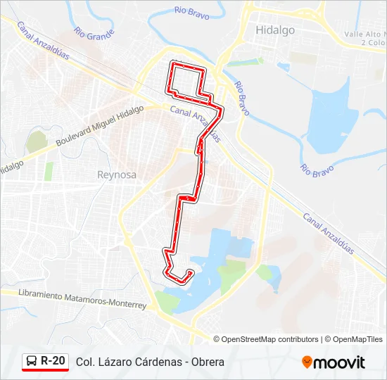 R-20 Bus Line Map