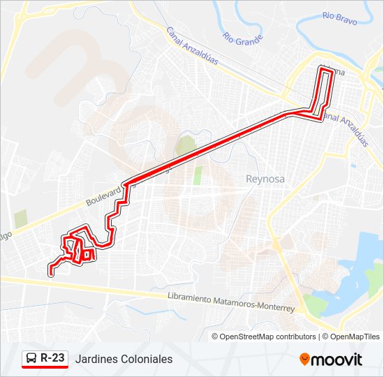Mapa de R-23 de autobús