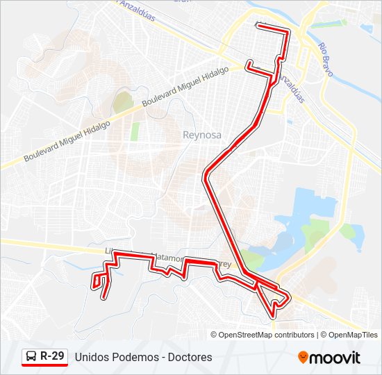 Mapa de R-29 de autobús