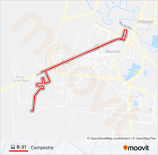 Mapa de R-31 de autobús