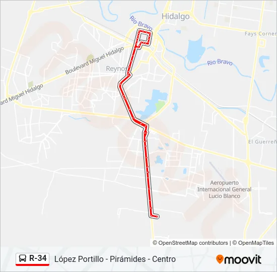 R-34 Bus Line Map