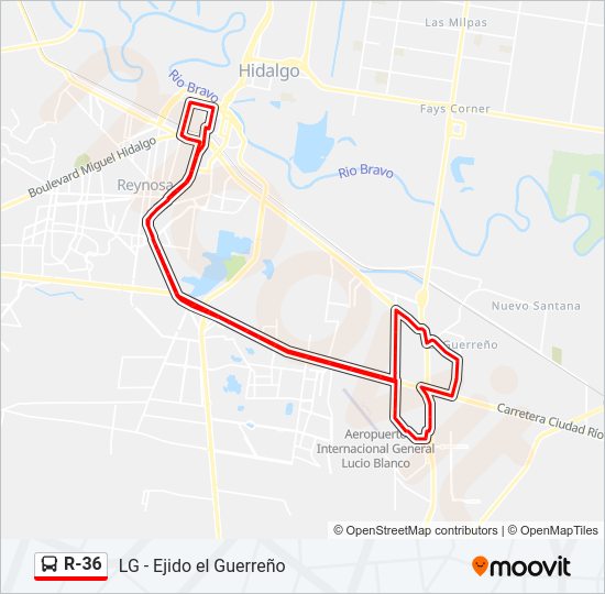 Mapa de R-36 de autobús