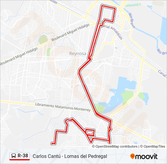 Mapa de R-38 de autobús