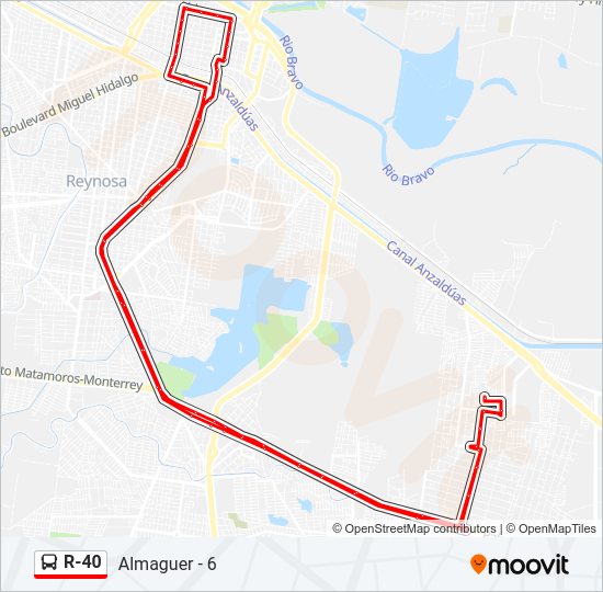 Mapa de R-40 de autobús