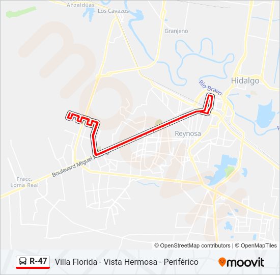 R-47 Bus Line Map