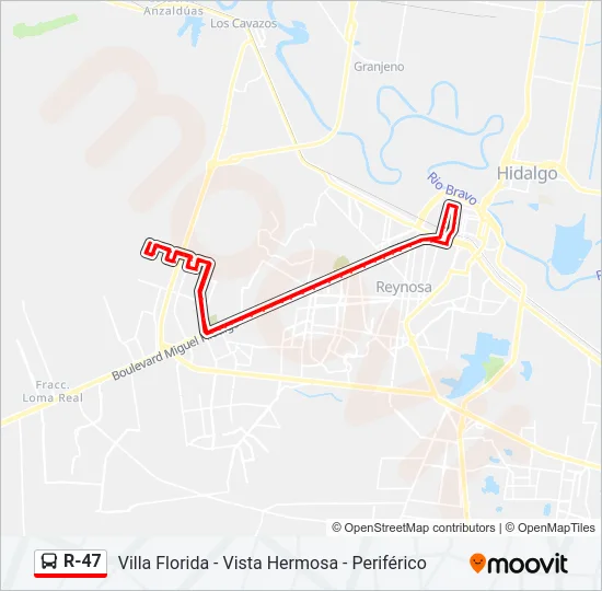 R-47 Bus Line Map
