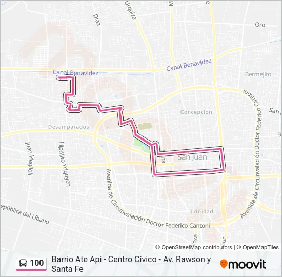100 Bus Line Map