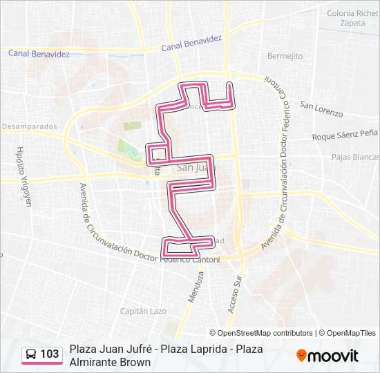 103 Bus Line Map
