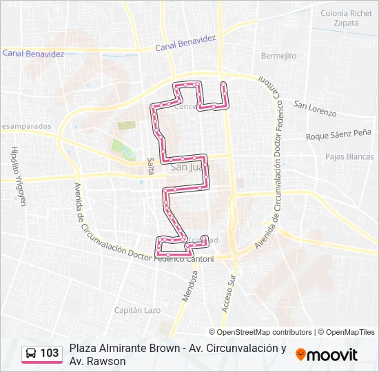 103 Bus Line Map