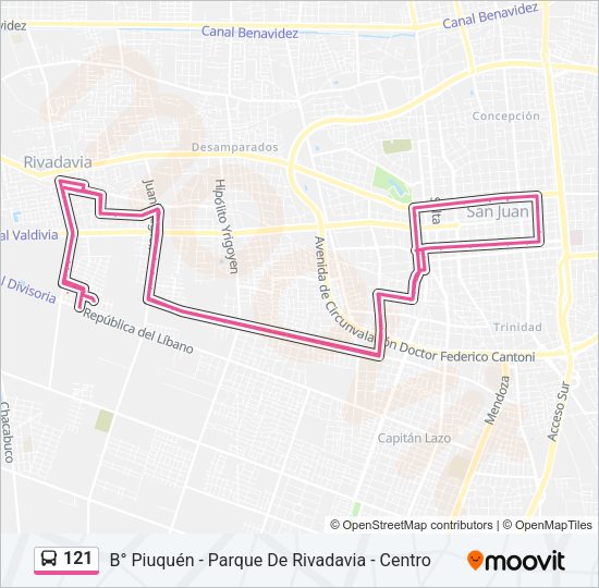 Mapa de 121 de autobús
