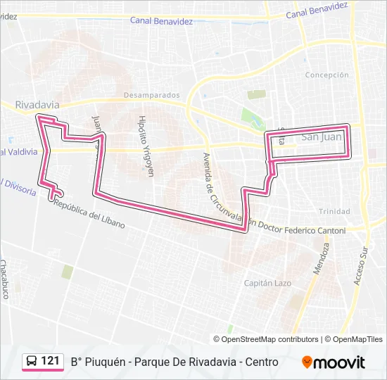 121 Bus Line Map