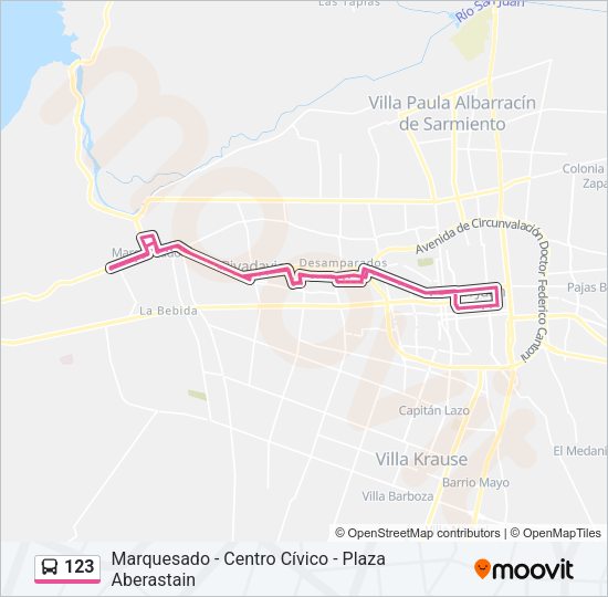 Mapa de 123 de autobús