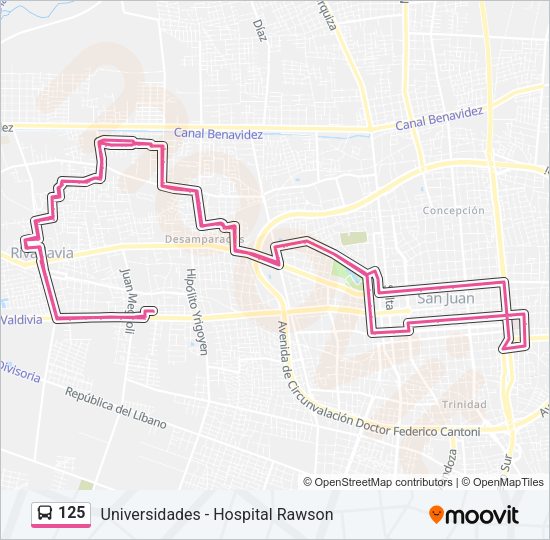 Mapa de 125 de autobús