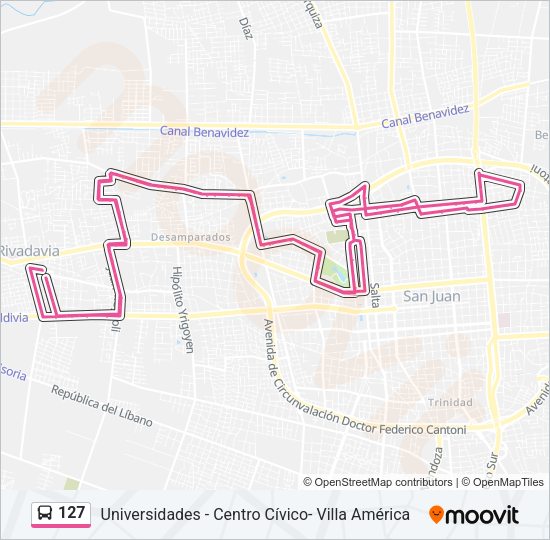 Mapa de 127 de autobús