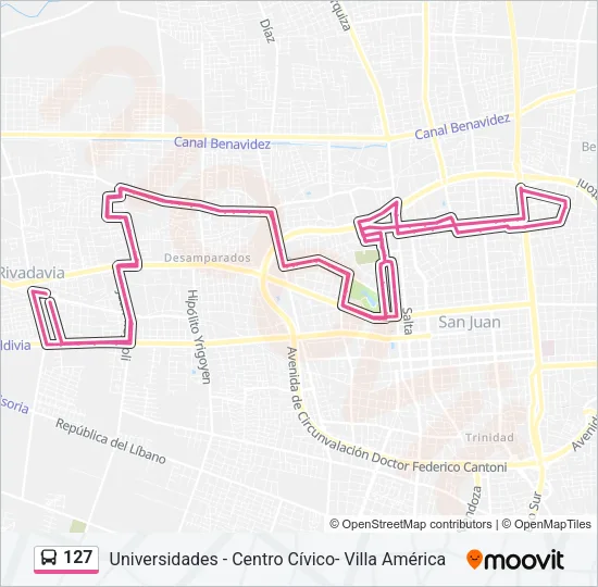 127 Bus Line Map