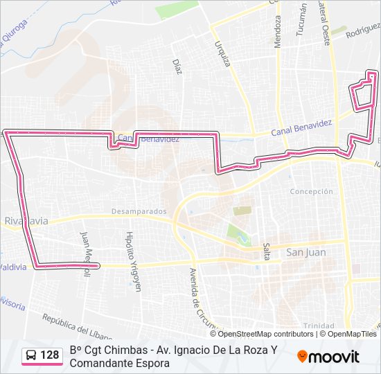 Mapa de 128 de autobús