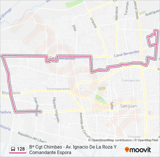 128 Bus Line Map
