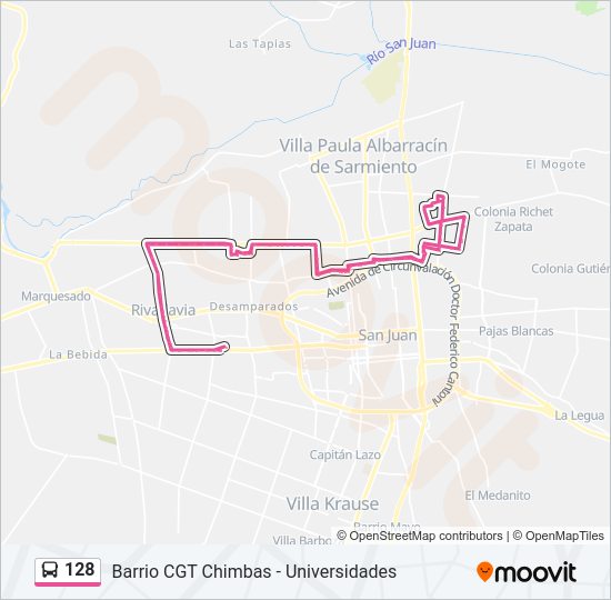 Mapa de 128 de autobús