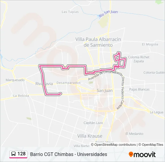 128 Bus Line Map