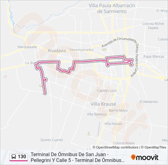 Mapa de 130 de autobús
