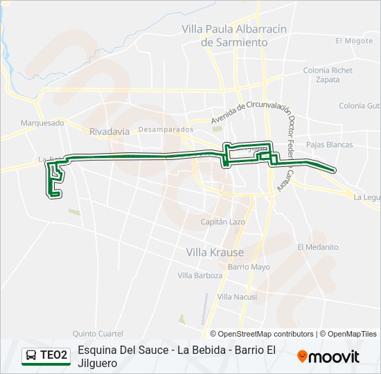 Mapa de TEO2 de autobús