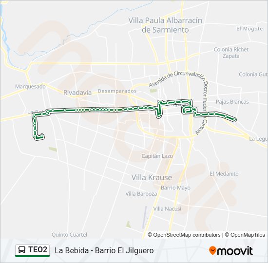 Mapa de TEO2 de autobús