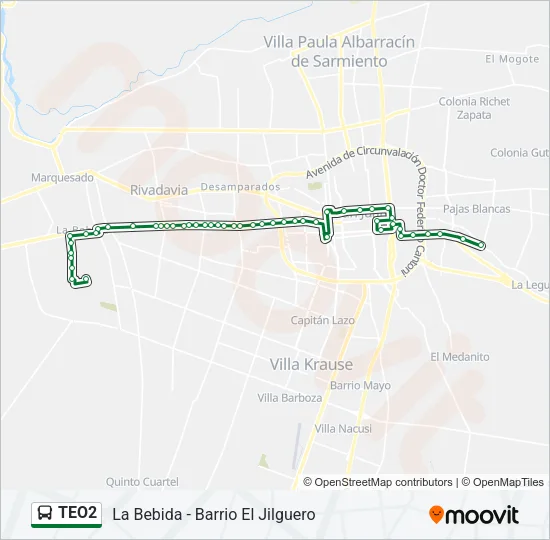 TEO2 Bus Line Map