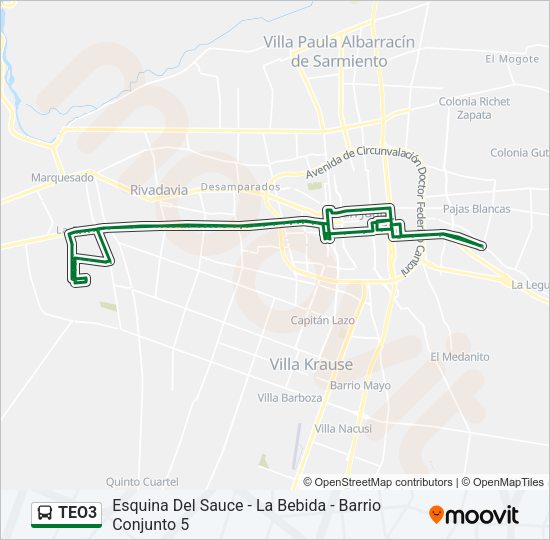 Mapa de TEO3 de autobús