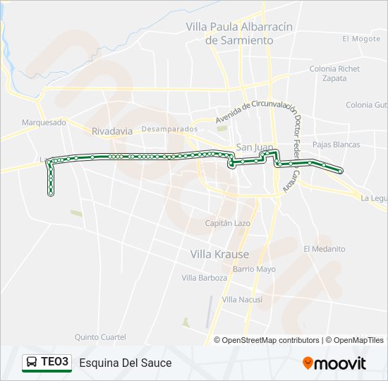 Mapa de TEO3 de autobús