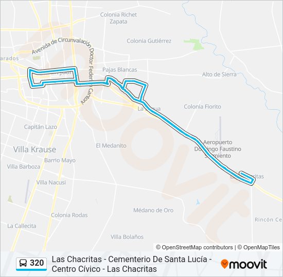 Mapa de 320 de autobús