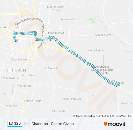 Mapa de 320 de autobús