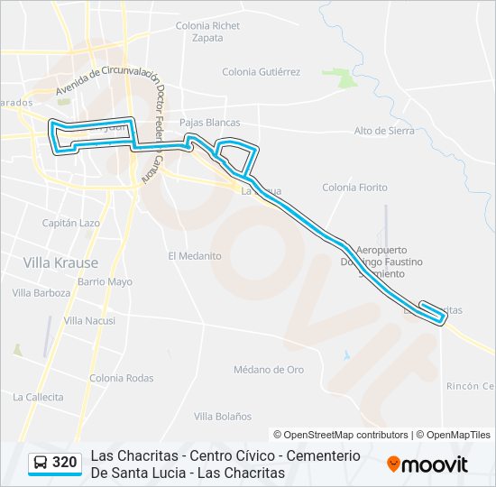 Mapa de 320 de autobús