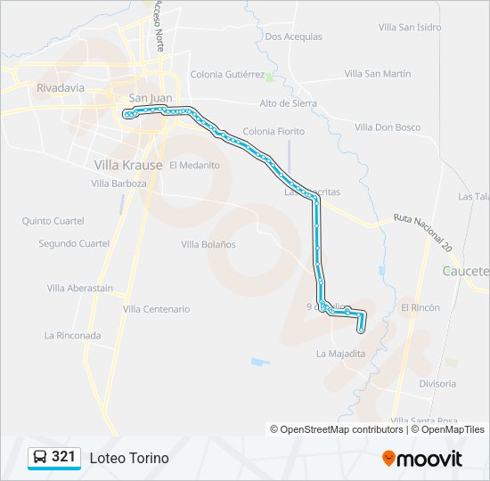 Mapa de 321 de autobús