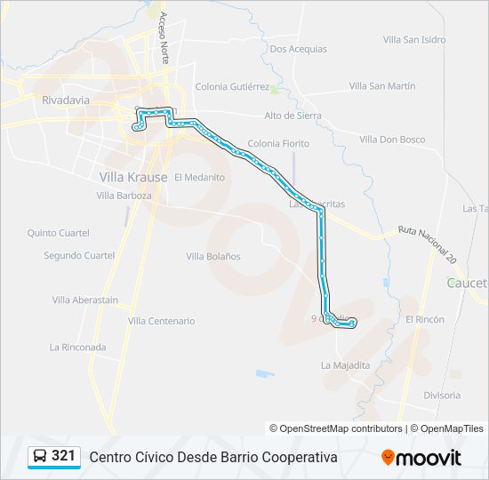 Mapa de 321 de autobús