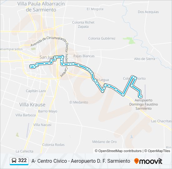 Mapa de 322 de autobús