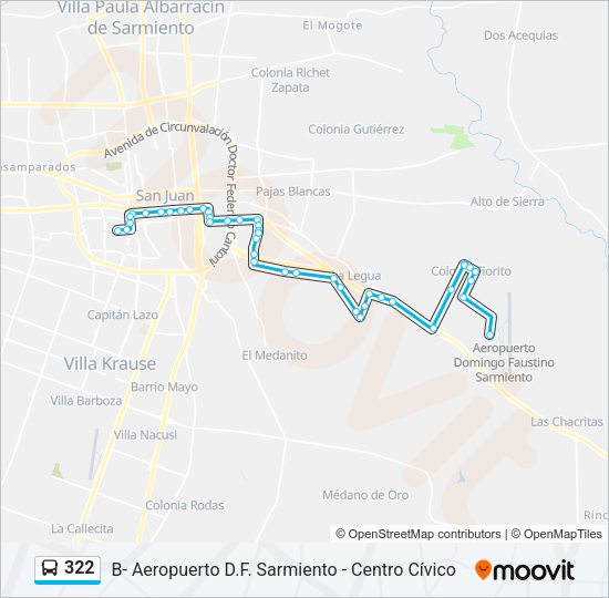 Mapa de 322 de autobús