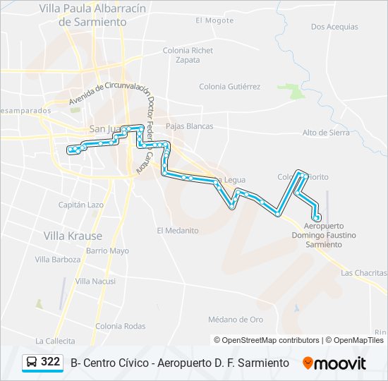 Mapa de 322 de autobús