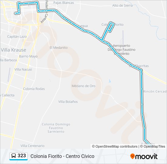 Mapa de 323 de autobús