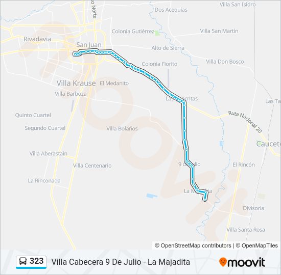 Mapa de 323 de autobús