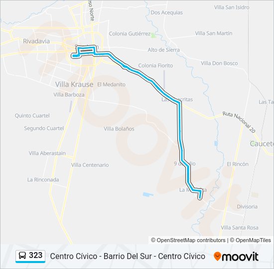 Mapa de 323 de autobús