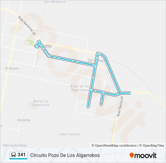 Mapa de 341 de autobús