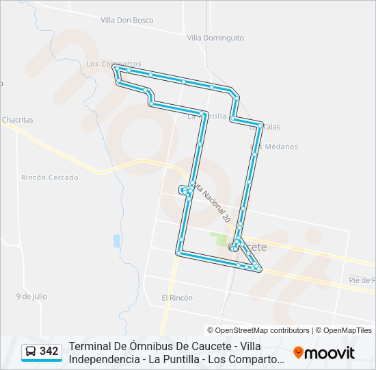 Mapa de 342 de autobús