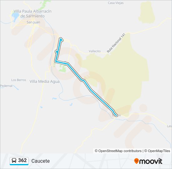 Mapa de 362 de autobús