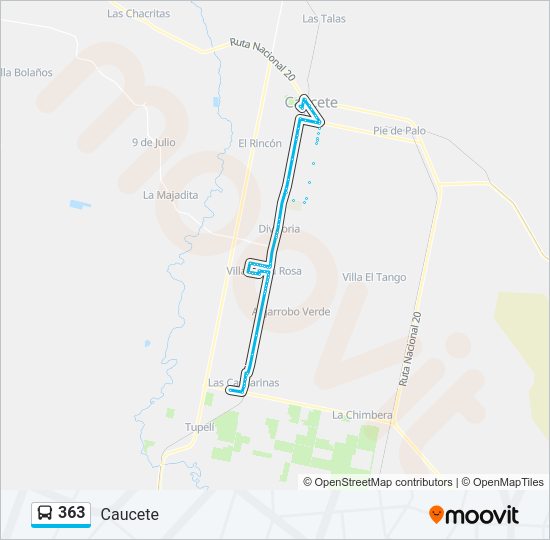Mapa de 363 de autobús