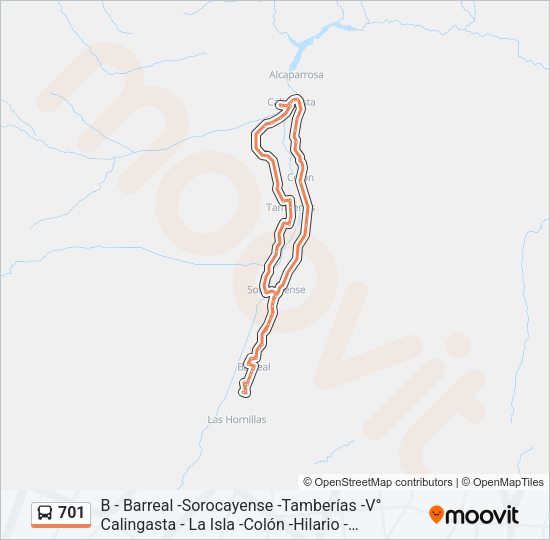 Mapa de 701 de autobús